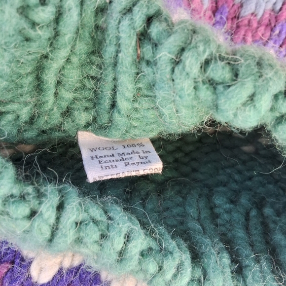 Unisex Handmade Ecuadorian Colorful Wool Crewneck Ski Sweater M- XL - Picture 6 of 10